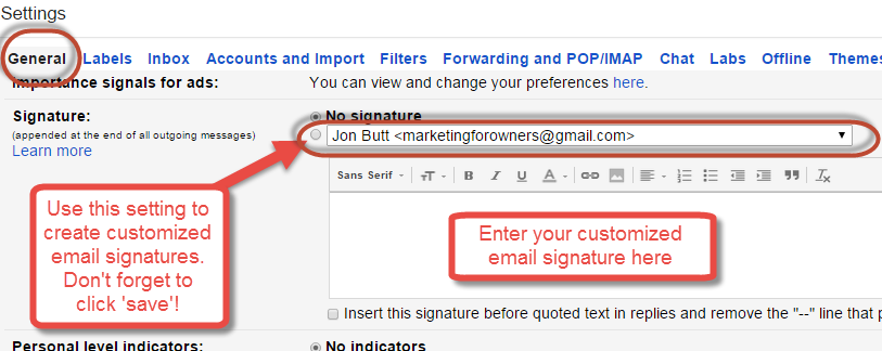 Gmail - Customized Signatures For Different Email Addresses